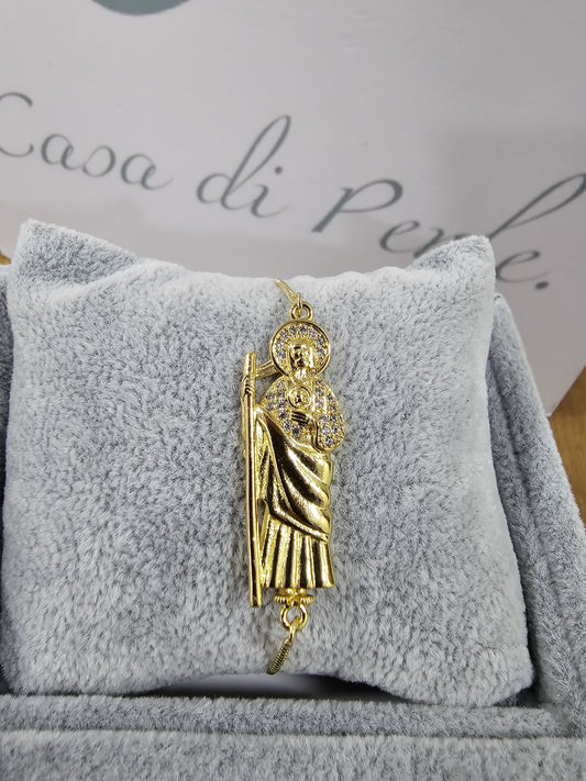 Pulsera con dije San Judas de Tadeo Oro Laminado