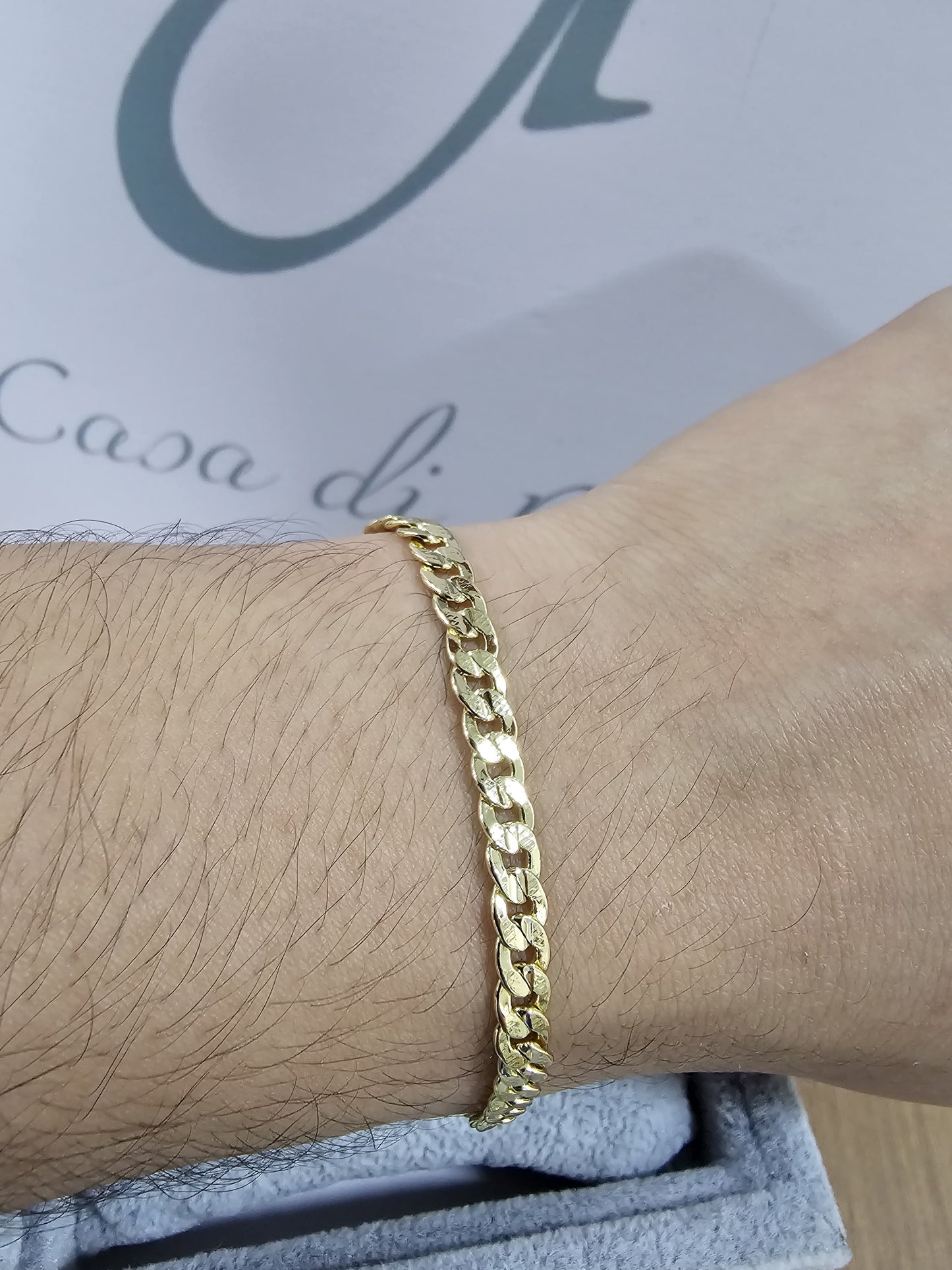 Pulsera Cubana Adiamantada Oro Laminado