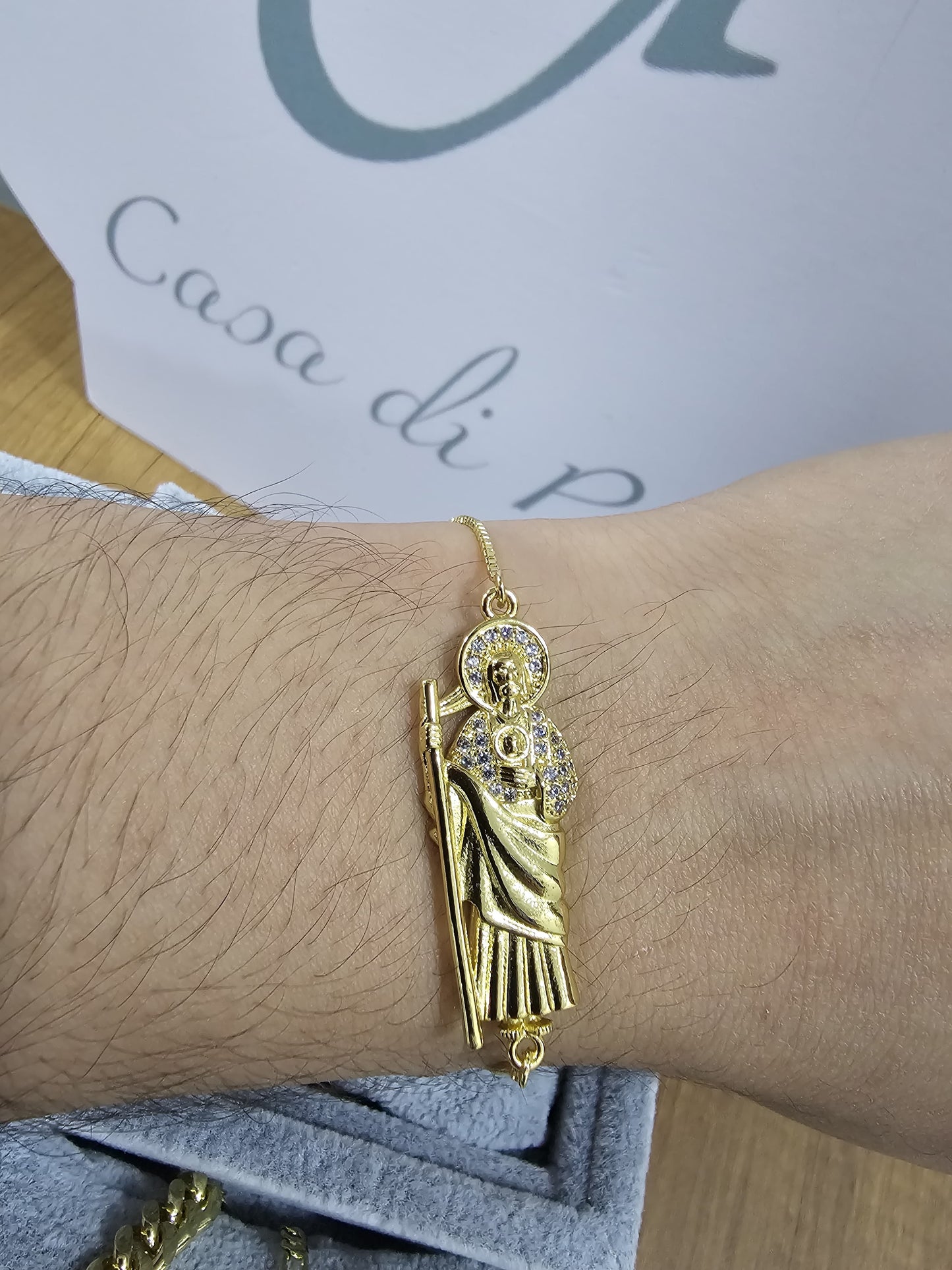 Pulsera con dije San Judas de Tadeo Oro Laminado