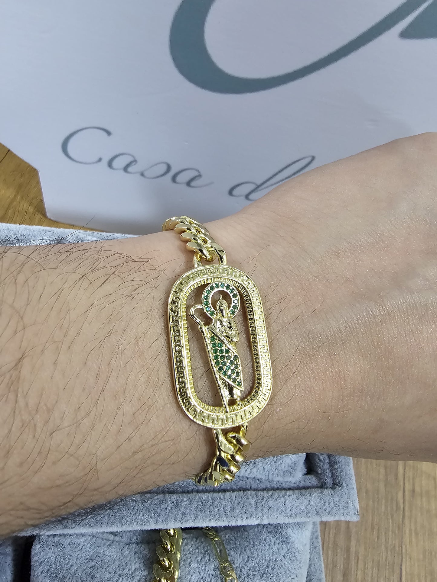 Pulsera Cubana don dije San Judas de Tadeo Oro Laminado