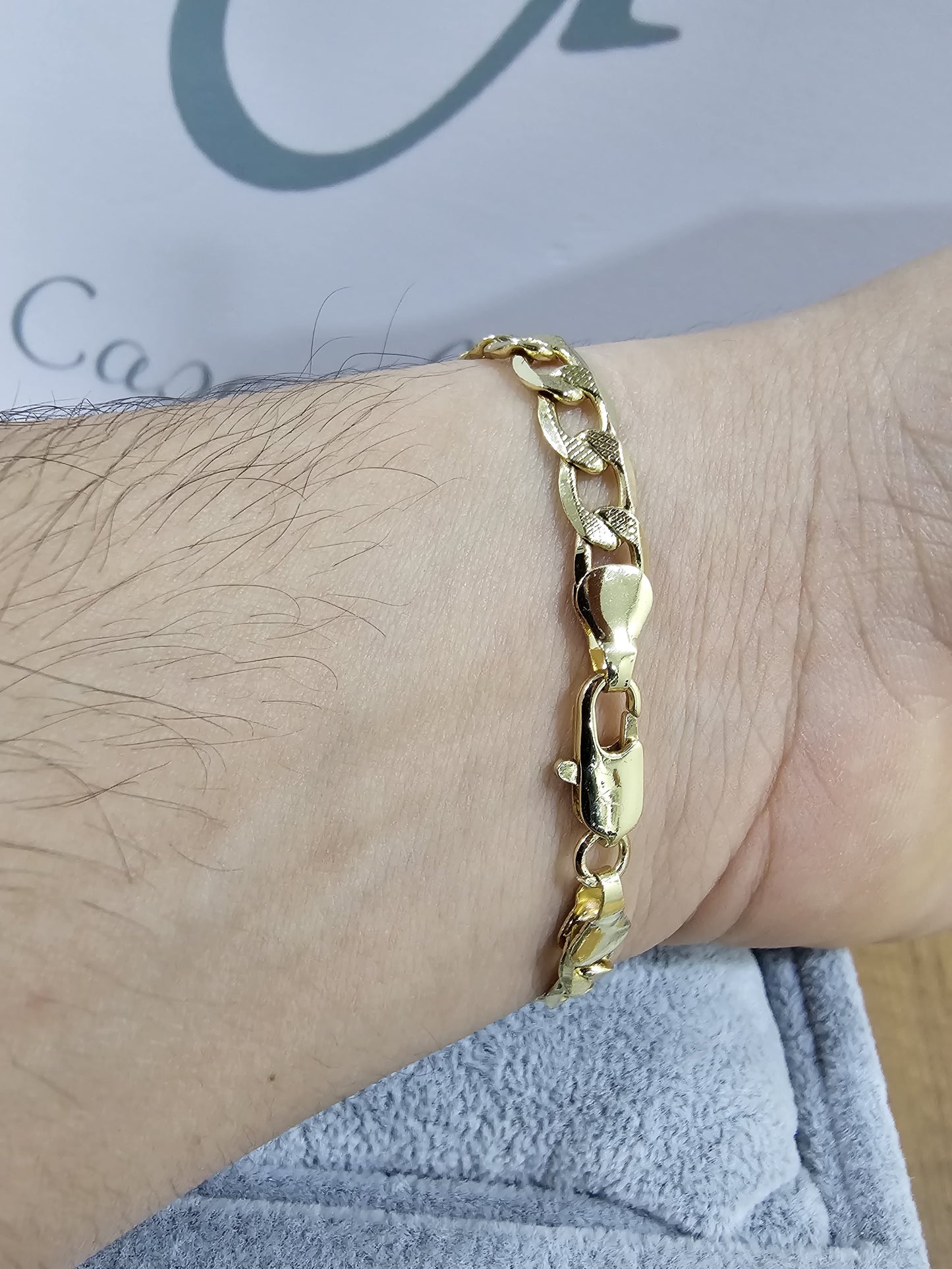 Pulsera Cubana Adiamantada Oro Laminado